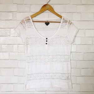 Blanc du Nil Rare White Lace Sheer Gauzy 100% Cotton Soft Baby Tee